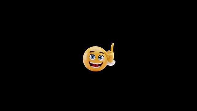 Three identical yellow smiling emojis pointing upwards against solid black background seamless loop animation with emojis cheerful expressions expressions wide smiles video three