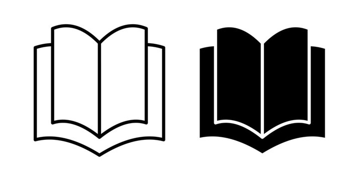 Open book icon for education, reading, learning, libraries, knowledge, and editable vector illustration.