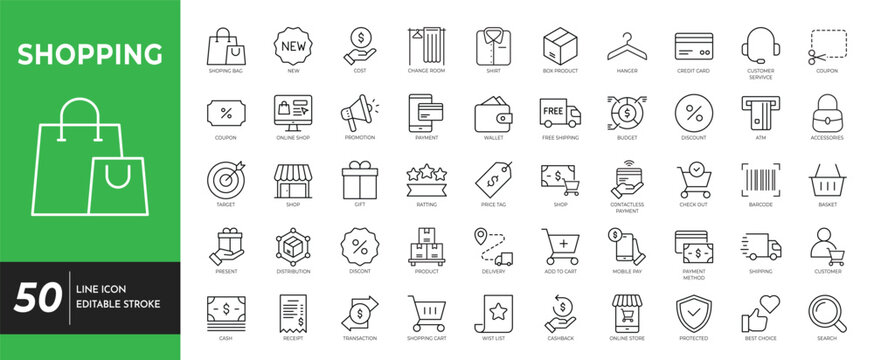 Shopping icon set. vector illustration