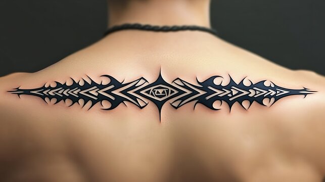 Abstract tribal tattoo design on back skin