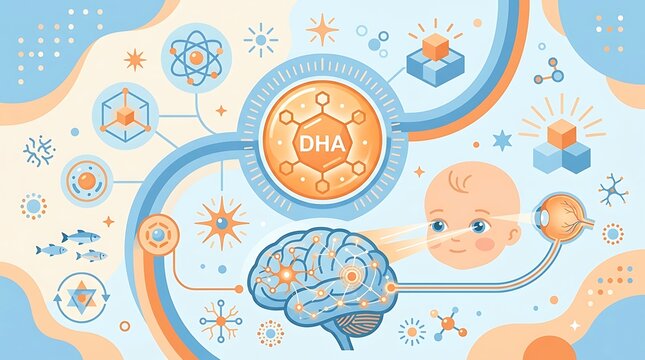 Dha supplement infographic for infant brain and eye development