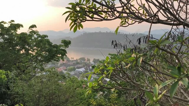 Sunset over Mekong River in Luang Prabang Laos