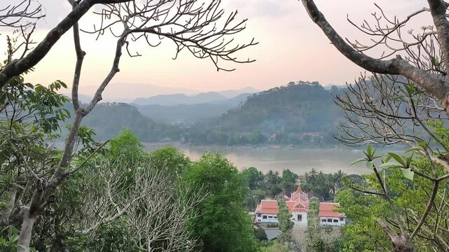 Sunset over Mekong River in Luang Prabang Laos