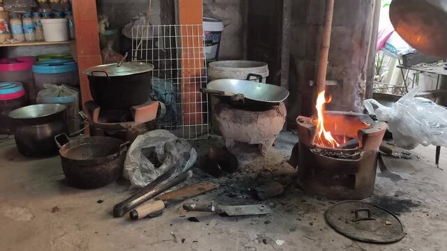 Rural kitchen in Laos
