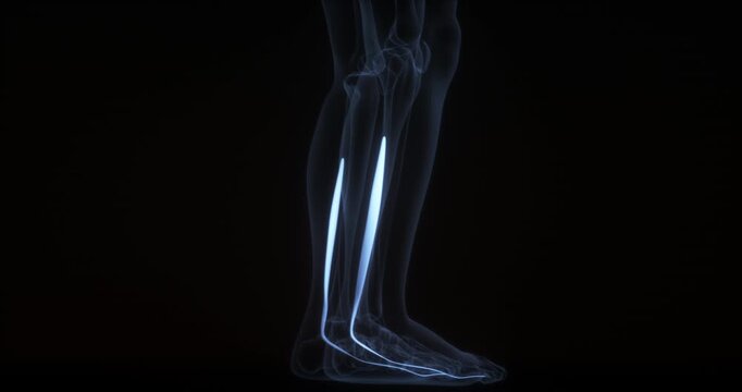 Flexor hallucis longus muscle in human body. X Ray. Loop