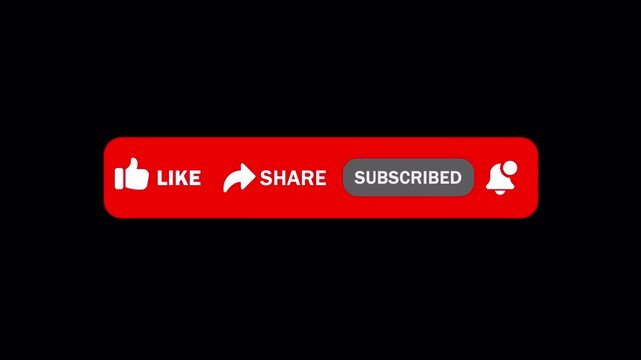 Like Share Subscribe Button Animation with Notification Bell Modern Social Media Interface Motion Graphic Featuring Clean UI Design and Smooth Interactive Effects