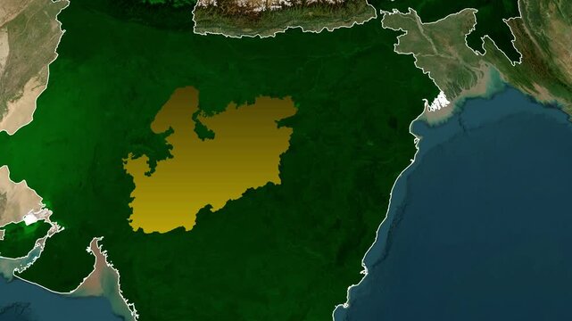 Animated Madhya Pradesh Location Map on India with Cinematic Zoom Effect Geographic Motion Graphic for News Infographics and Educational Videos