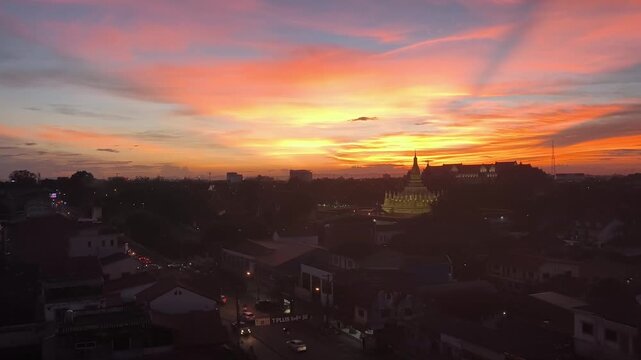 Vientiane Laos Evening Panoramic City View of That Luang Area