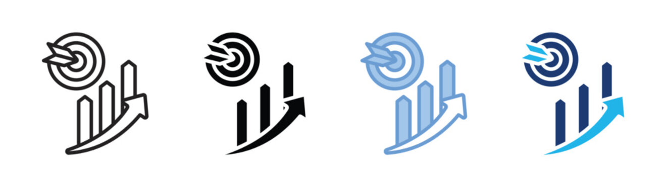 Focused improvement icon set multiple style collection