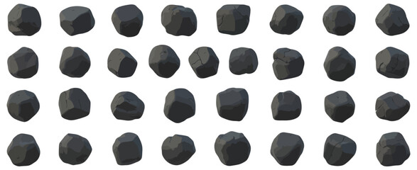 low poly rock and stone vector set featuring geometric landscape elements with flat shading for games, nature scenes and 3D assets © AKTHERRUZZAMAN