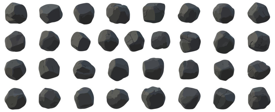 low poly rock and stone vector set featuring geometric landscape elements with flat shading for games, nature scenes and 3D assets