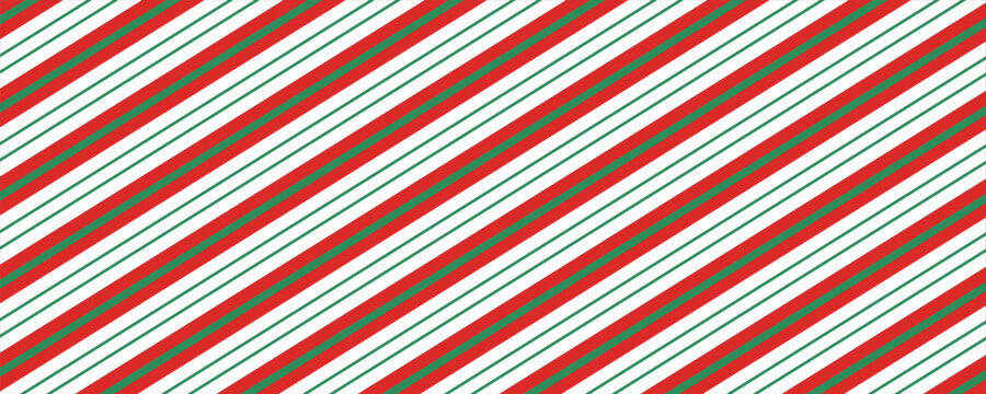 Candy cane background. Diagonal stripes seamless pattern. Peppermint wrapping texture. Red candy cane stripes. Vector illustration