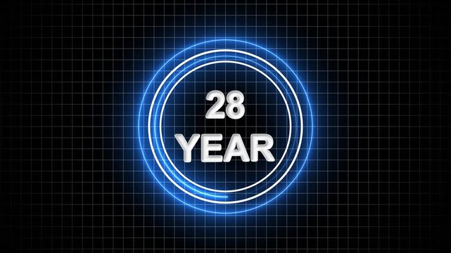 28 Year Anniversary Celebration Graphic with Futuristic Golden Number on Black Background