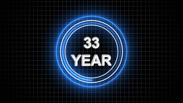 33 Year Anniversary Celebration Graphic with Futuristic Golden Number on Black Background
