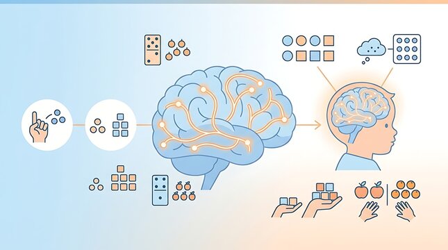 Infographic of child brain development and cognitive math learning