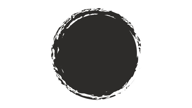 Black Circle Rough Brush Edge Badge