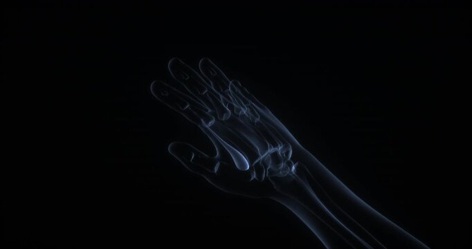 First dorsal interossei muscle of the hand in human body. X Ray. Loop