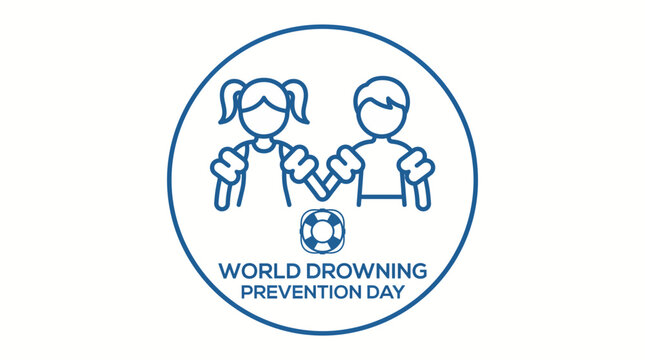 Kids Wearing Inflatable Arm Floaties - Silhouette Icon for World Drowning Prevention Day