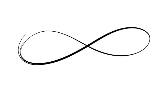 Infinity symbol line art on white background.