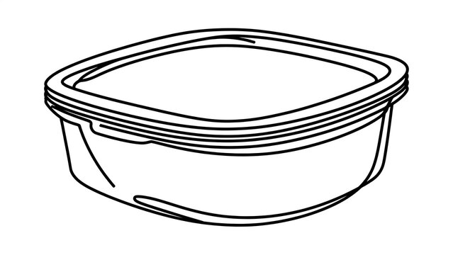 Empty plastic container with lid white background.