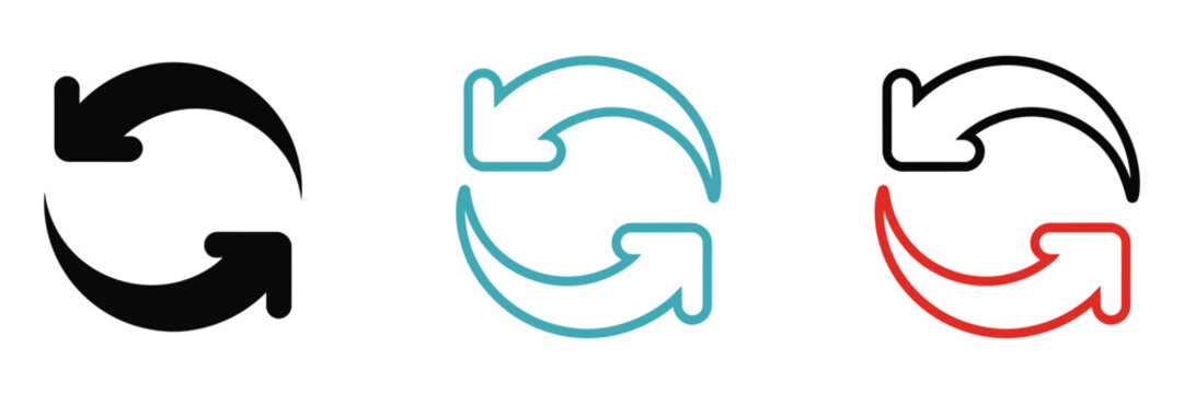 Arrow Refresh Icons with Reload, Rotation, Loop, Sync, Update, and Circular Navigation Symbols for Modern Interface Design
