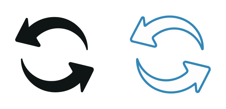 Arrow Refresh Icons with Reload, Rotation, Loop, Sync, Update, and Circular Navigation Symbols for Modern Interface Design