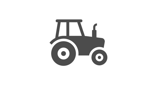 A simple flat icon of a farm tractor isolated on a white background
