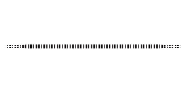 Horizontal dashed line pattern divider element isolated on transparent background for design
