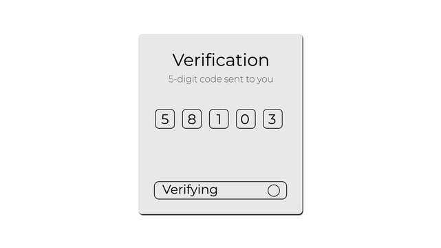 verification code ui animation with verifying loader and successful verified confirmation.