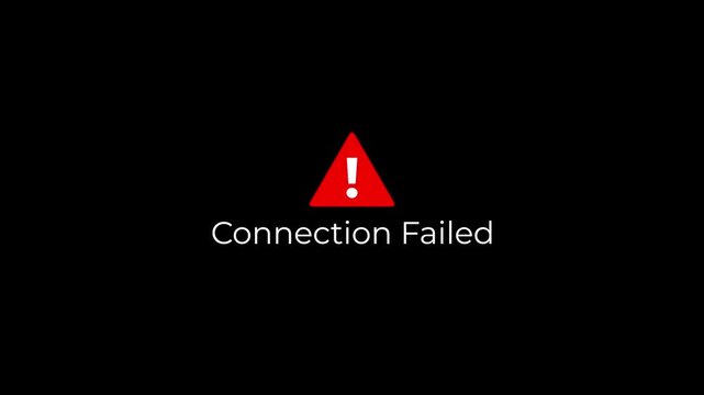 network connection failed animation with connecting status and warning icon ui motion graphic.