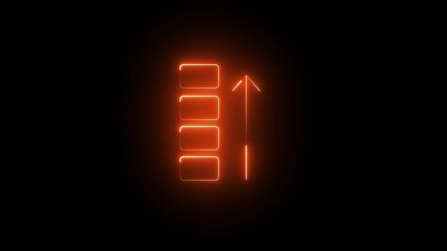 Futuristic Glowing Vertical Rectangular Boxes Upward Arrow Symbolizing Business Growth Success Financial Data Visualization Digital Progress Performance Innovation Modern Trend
