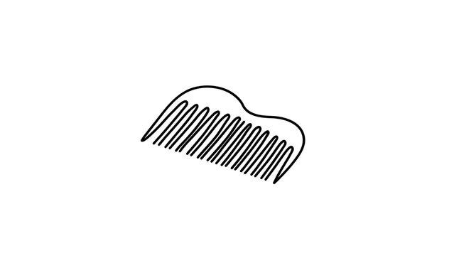 Black comb illustration on white background.