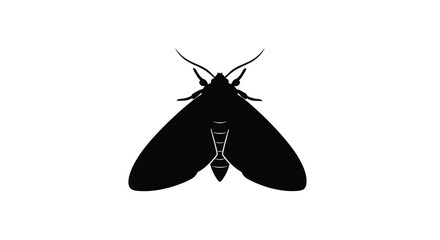 Moth Silhouette Against White Background Minimalist Insect Shape © Art_Sphere