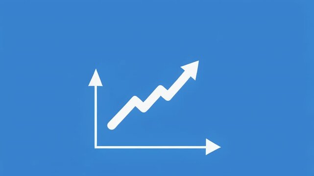 Growing Bar Chart Animation With Upward Trend Against Blue Background For Business Growth