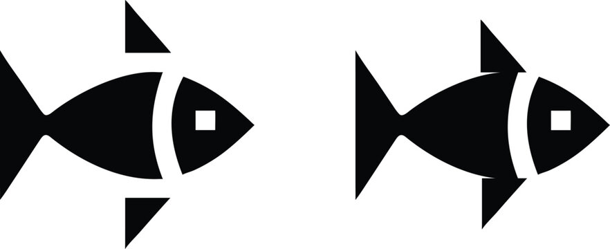 Stylized aquatic fish symbols representing marine wildlife ocean life biodiversity nature ecology environmental biology themes.