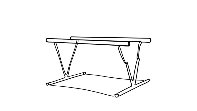 Gymnastics parallel bars illustration white background.