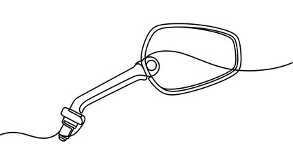 Obraz premium Minimalist motorcycle handlebar mirror white background.