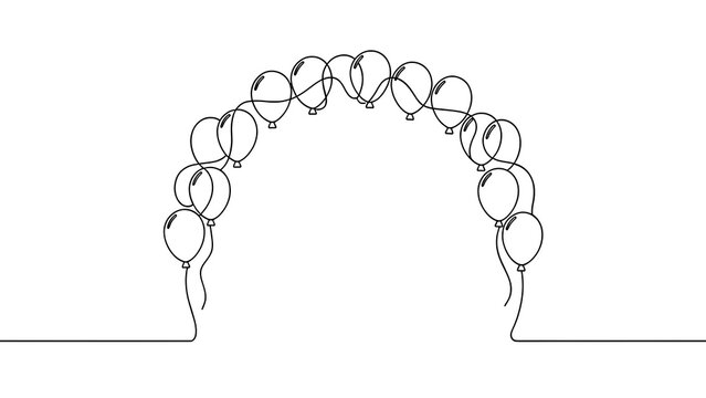 Balloon arch illustration on white background.