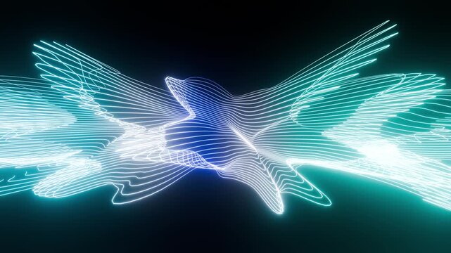 Music wave equalizer cyan and blue with white VJ seamless loop background