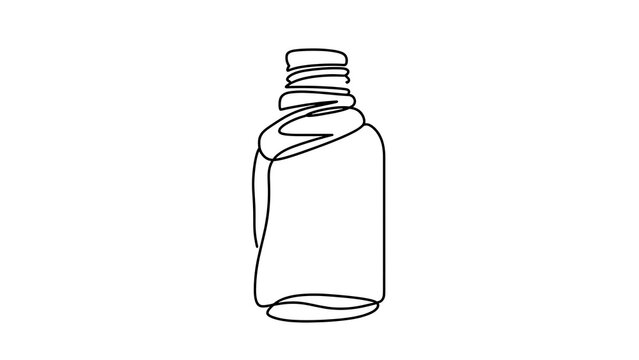 Empty glass bottle illustration on white background.
