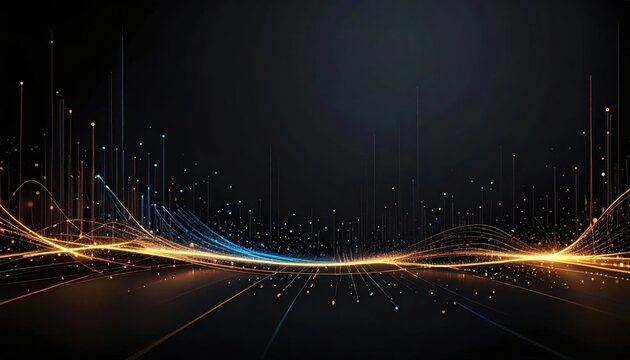 Futuristic Digital Light Trails in Dark Background.