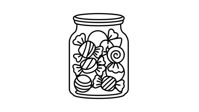 Jar of colorful candies on white background.