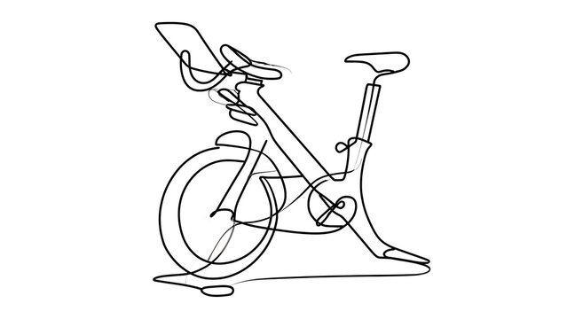 Minimalist exercise bike sketch on white background.