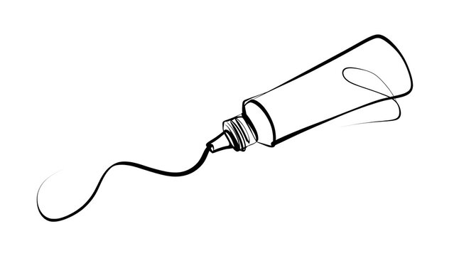 white background toothpaste tube drawing illustration.
