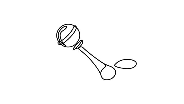 Simple line art rattle toy white background.