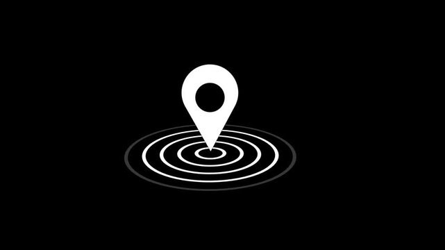 GPS location pointer with radio wave animation on a black background.location bar