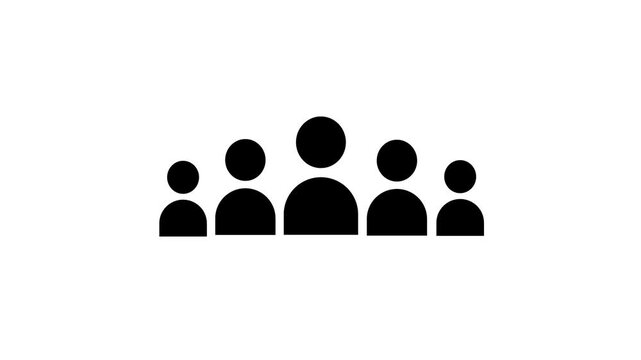 Group of five people icon isolated animation. Community new group icon iconanimation for corporate collaboration concept