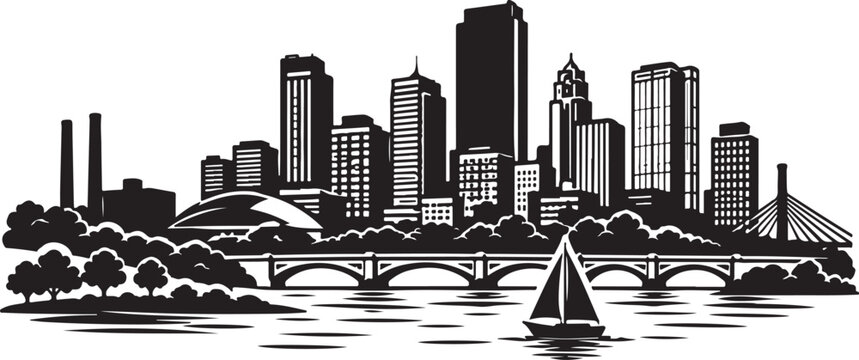 Toledo Ohio Skyline Silhouette Vector Illustration