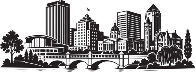 Dayton Ohio Skyline Silhouette Vector Illustration © Ben