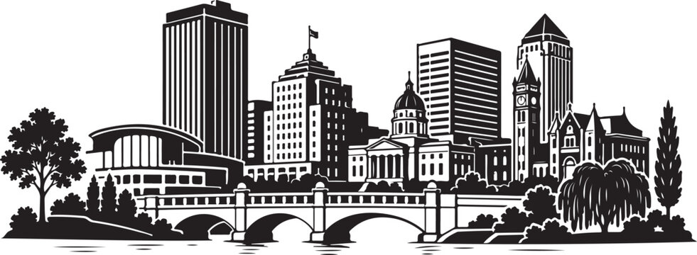 Dayton Ohio Skyline Silhouette Vector Illustration